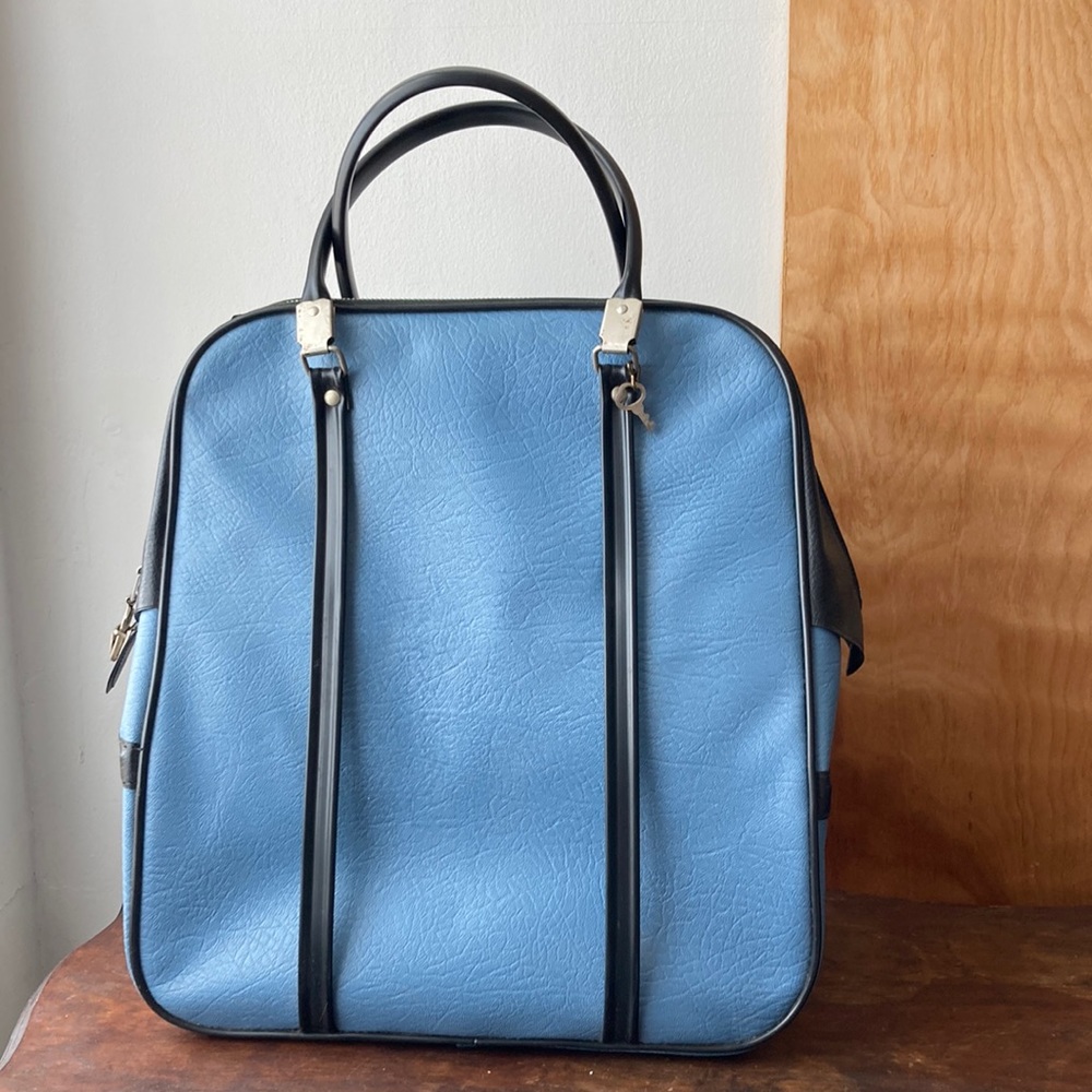 Vintage deadstock bowling bag style 2 toned vinyl travel bag tote